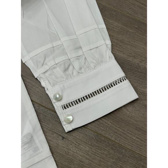 NWT Harshman Women's White Cotton Anemone Lace Eyelet-Trim Blouse Top Size S - Picture 6 of 13